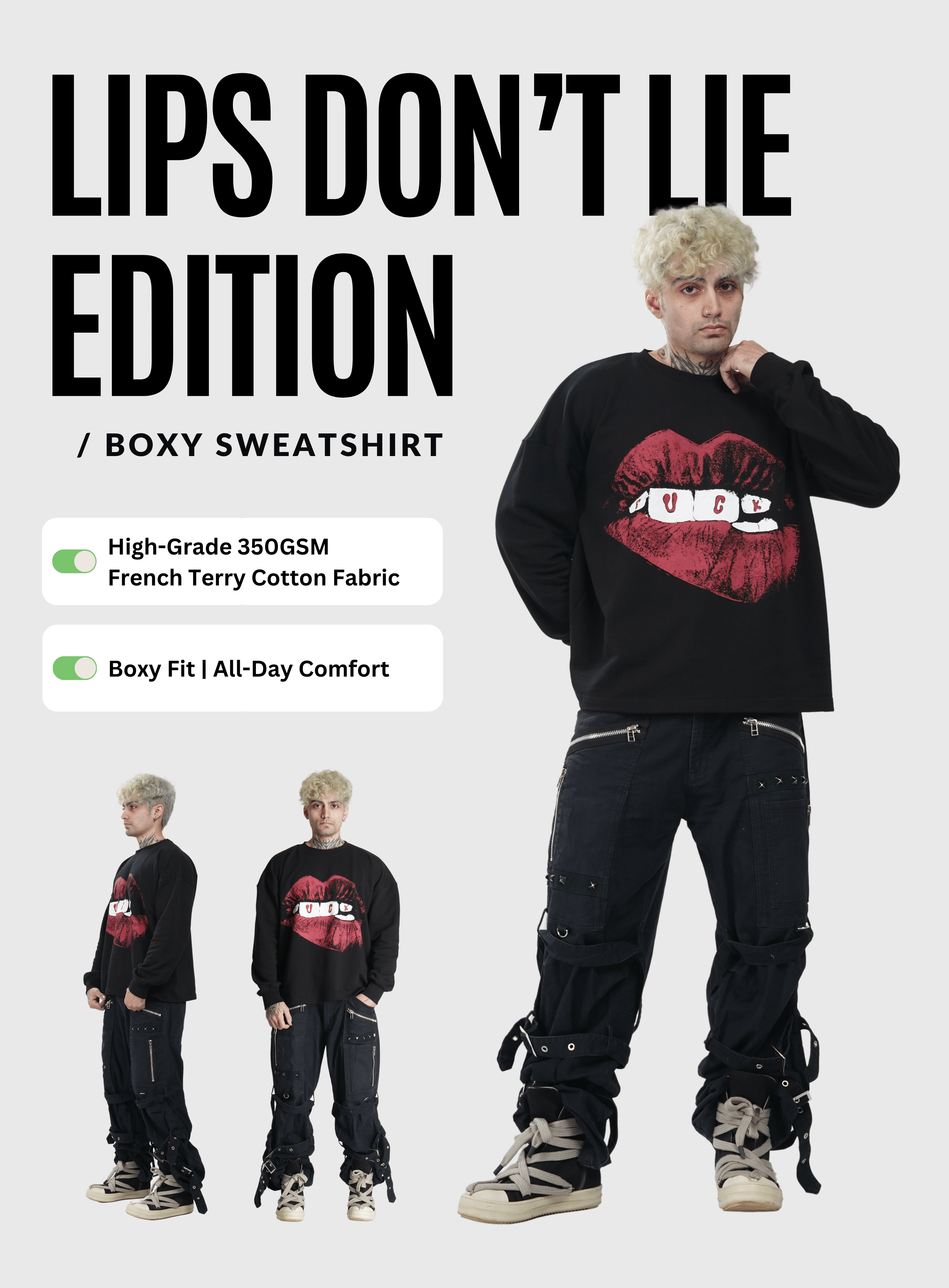 LIPS DON’T LIE EDITION / BOXY SWEATSHIRT - Hymns Wear