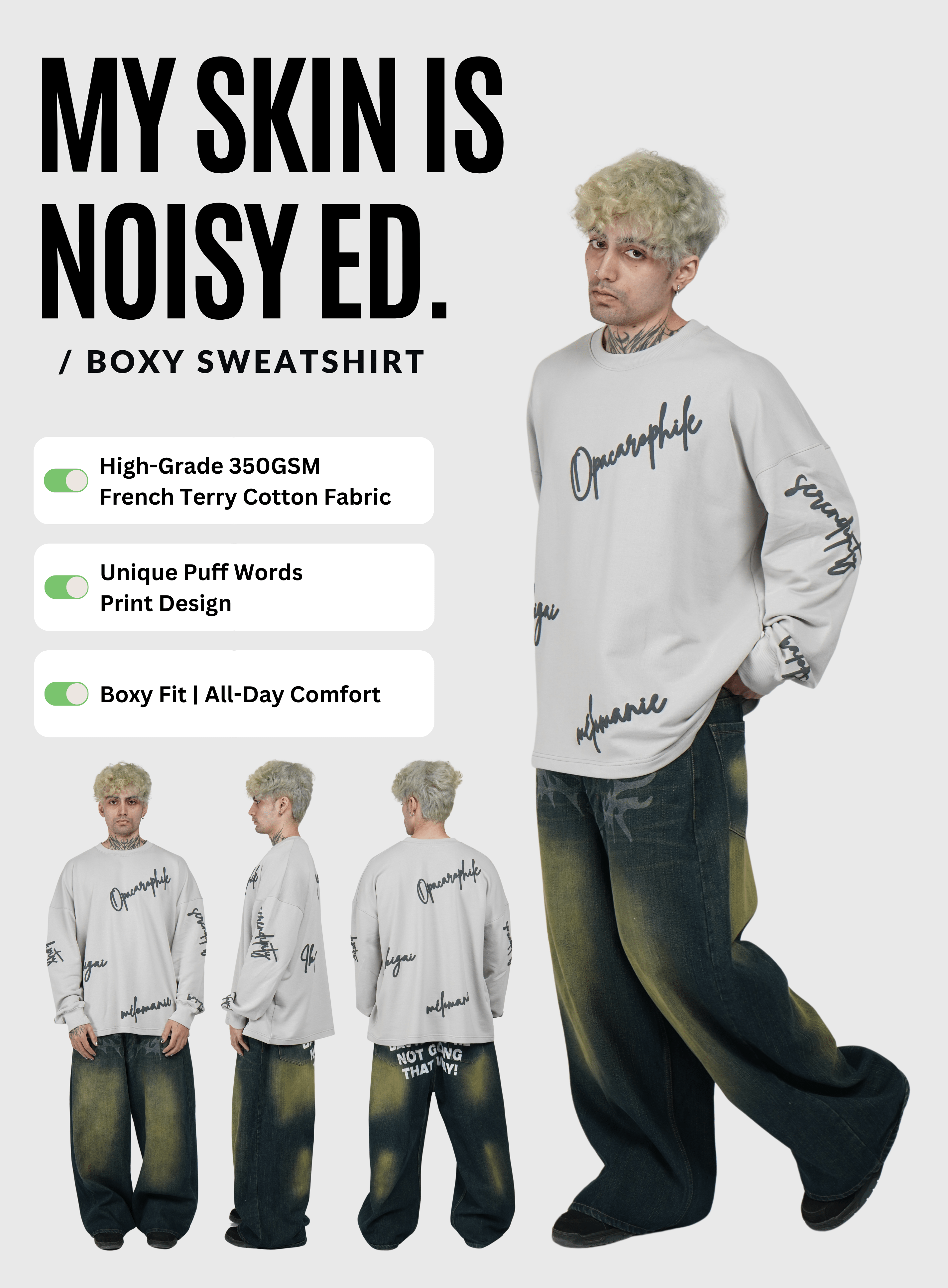 MY SKIN IS NOISY EDITION / BOXY SWEATSHIRT - Hymns Wear