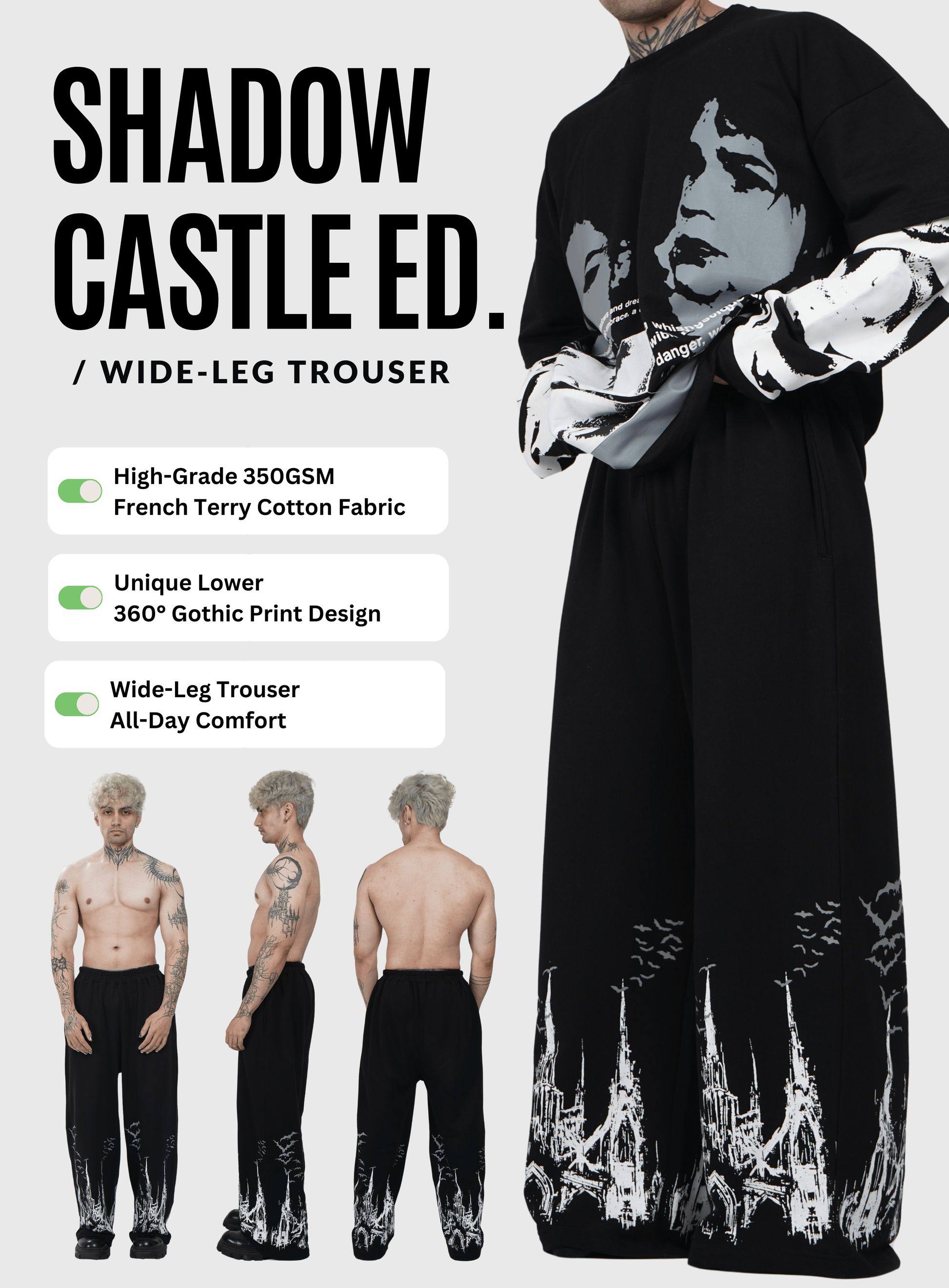 SHADOW CASTLE EDITION / WIDE - LEG TROUSER - Hymns Wear