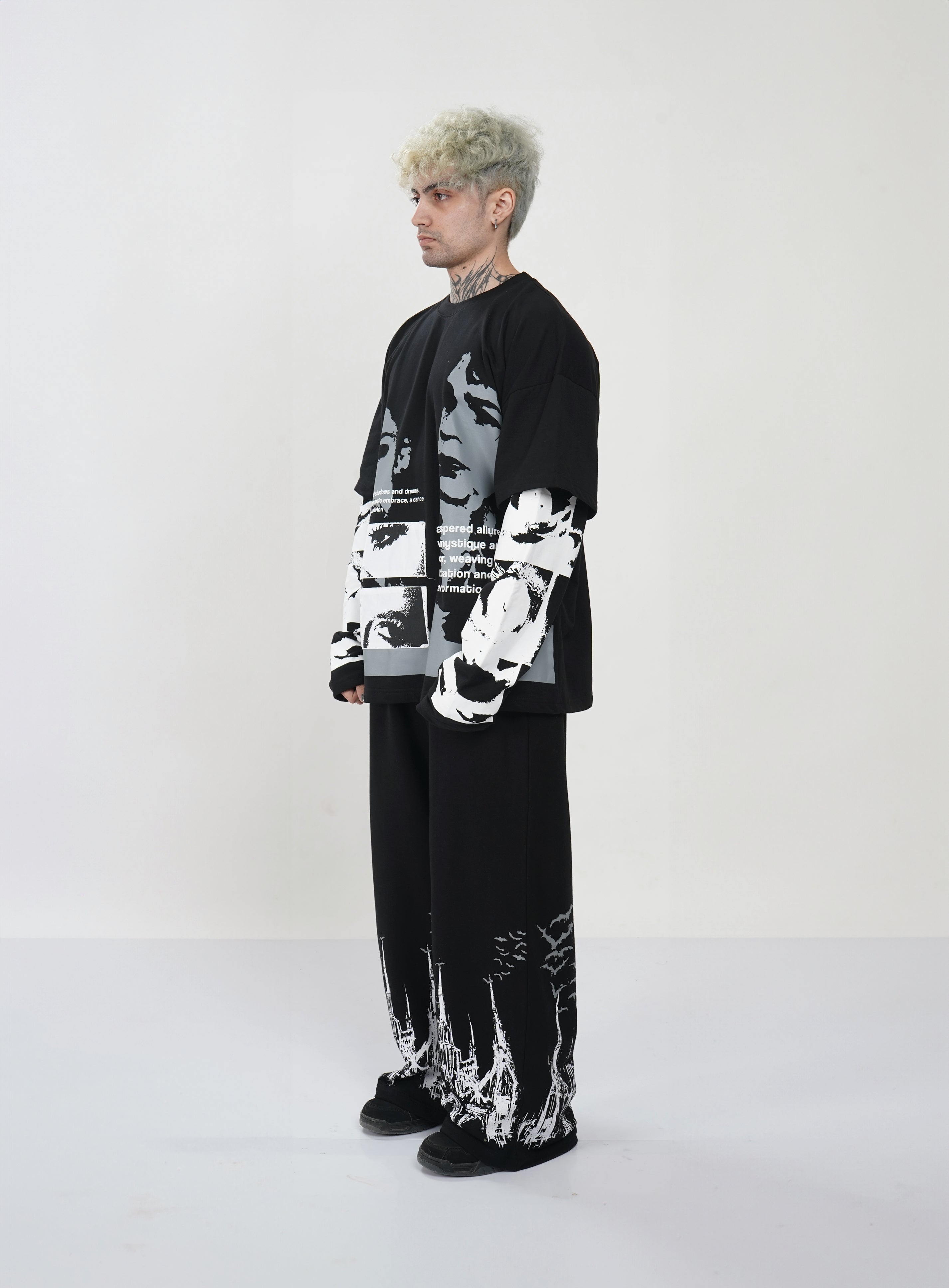 SHADOW EDITION SET / BOXY SWEATSHIRT & WIDE - LEG TROUSER - Hymns Wear